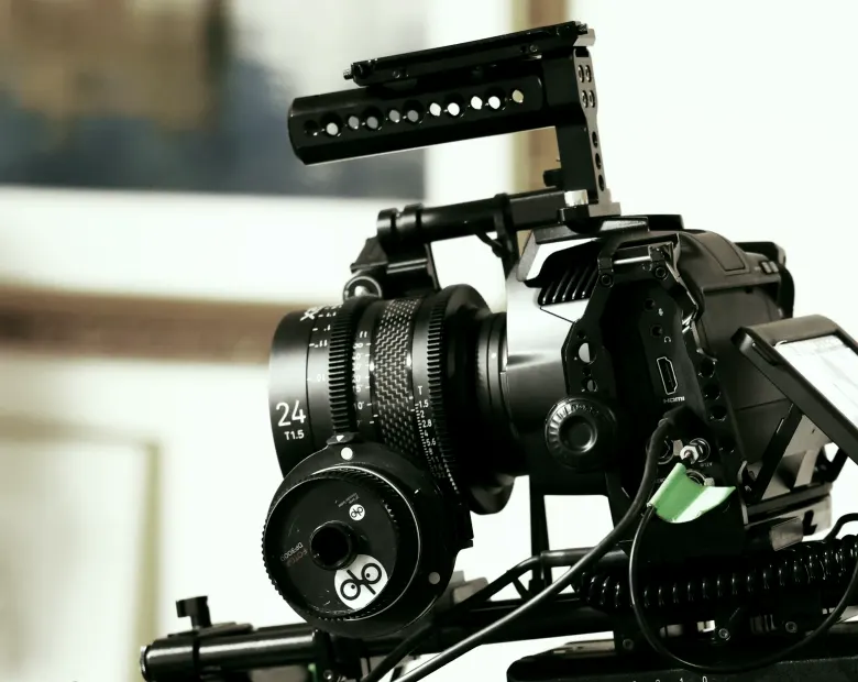 Overhead lighting rig above a set